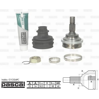 Homokineet reparatie set, aandrijfas PASCAL G1C024PC