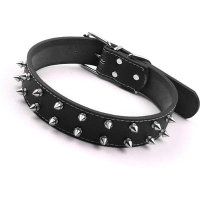Punk Stijl Hondenhalsband met Spikes PU Leer Verstelbaar Studded Spiked Hondenhalsband Klinknagel Huisdierhalsband voor Middelgrote tot Grote zwart