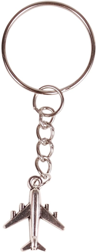 Sleutelhanger/Tashangertje - Zilverkleurige Sleutelring - hanger vliegtuig