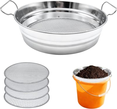 Grondzeef Tuinieren - Compost Zeef - Aarde Ziften - Vier Vervangbare Schermen - Past op 5 Gallon Emmer - Zwart