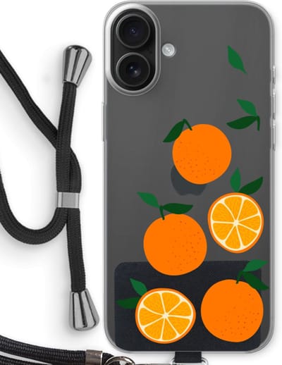 Case Company® - Hoesje met koord geschikt voor iPhone 16 Plus hoesje met Koord - Will you be my clementine - Telefoonhoesje met Zwart Koord - Bescherming aan alle Kanten en Over de Schermrand