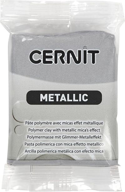 Cernit Modelleerklei Zilver Metallic – Afbakbare Zilveren Klei Voor Modelleren – Elastische Boetseerklei Voor Creatieve Kunstprojecten – Hittebestendige Klei Voor Sieraden Maken – 56 Gram