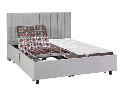 Vente-unique Bed met elektrische lattenbodem stof grijs 2 x 70 x 190 cm