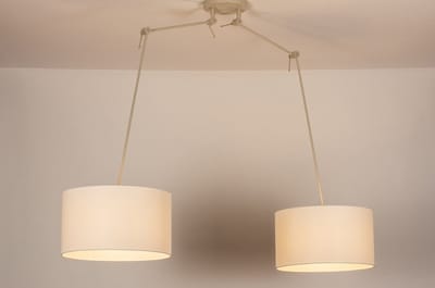 Lumidora Hanglamp 31145 - MYKONOS - 2 Lichts - E27 - Wit - Beige - Zand - Metaal