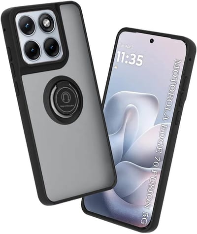 Hoesje geschikt voor Motorola Edge 70 Fusion - Techsuit Glinth Back Cover met ring en magneet - Zwart