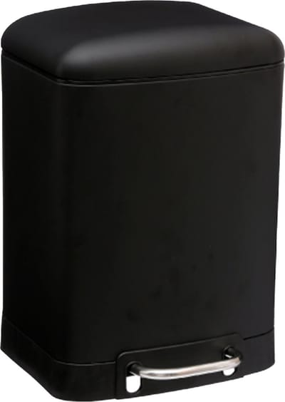 5Five Prullenbak/pedaalemmer - zwart - metaal - 6 liter - 23 x 22 x 32 cm - toilet/badkamer