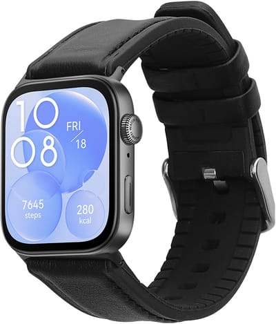 kwmobile horlogeband geschikt voor Huawei Watch Fit 3 / Fit 4 -Armband voor fitnesstracker van leer in zwart