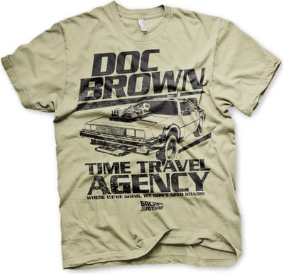 Back to the Future Doc Brown Time Travel Agency T-Shirt Khaki-XL