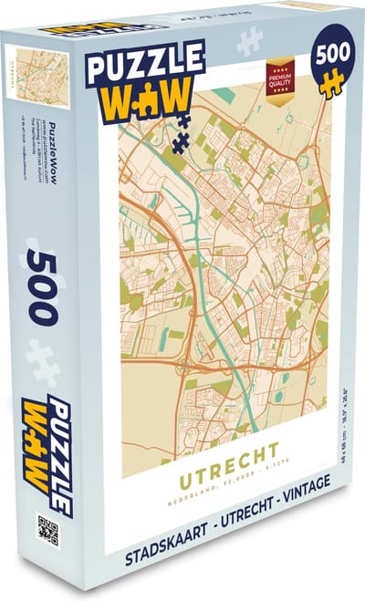 Puzzel Stadskaart - Utrecht - Vintage - Legpuzzel - Puzzel 500 stukjes - Plattegrond