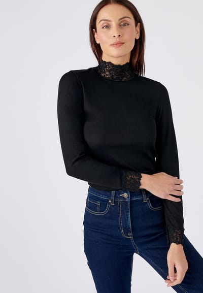 Damart - Fijn gebreid T-shirt met lange mouwen Thermolactyl - Dames - Zwart - 34-36 (XS)