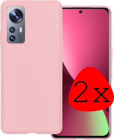 Hoesje 2 Stuks - Geschikt voor Xiaomi 12 - Sterk & Shockproof - Case Siliconen - Back Cover - Telefoon Hoes - Lichtroze