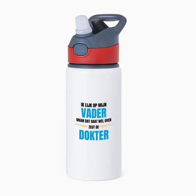 Hacebo® - Ik lijk op mijn vader waterfles met rietje rood - Papa - liefste vader - cadeautje - verjaardagscadeau - verjaardag - cadeau voor papa - cadeau - kado - geschenk - gift - papa artikelen - vaderdag - water fles - 650ML