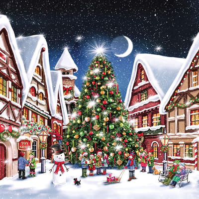 Kerst thema servetten - 20x st - winterse kerstprint - 33 x 33 cm - kerstdiner servetjes - lunch/diner - kerstservetten