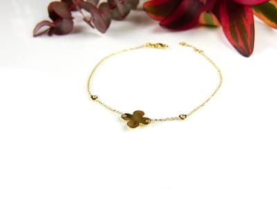 fijne geelgouden armband met klaver