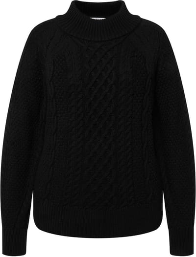 Studio Untold - Dames - Coltrui oversized kabelsteek lange mouwen - Zwart - Maat L