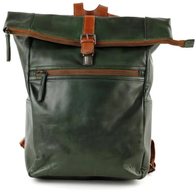 Bear Design Rick Rolltop Laptop Rugzak / Rugtas - 13 inch - Groen / Cognac
