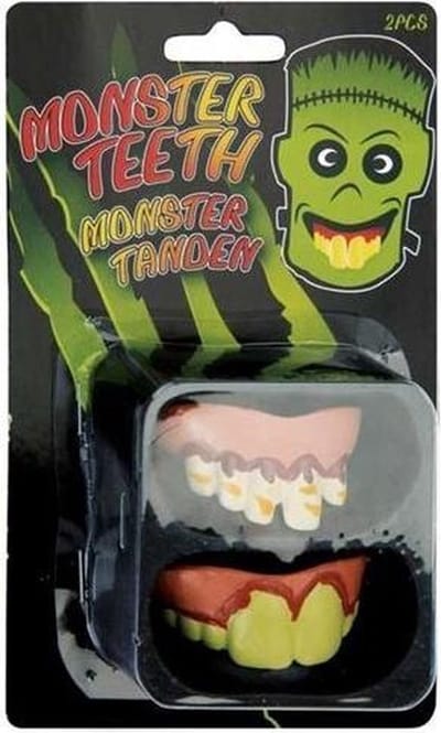 Gebit monster tanden - 2 stuks onder en boven gebit - HorrorCarnaval thema feest party griezel scary