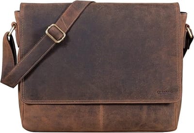 Oxford laptoptas voor 15 inch laptops - Vintage look buffelleer - Professionele schoudertas