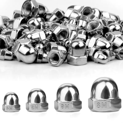 115-delige Hoedmoeren Set M4 M5 M6 M8 DIN 1587 RVS A2 V2A Doppen voor Auto's, Motoren en Houtbewerking