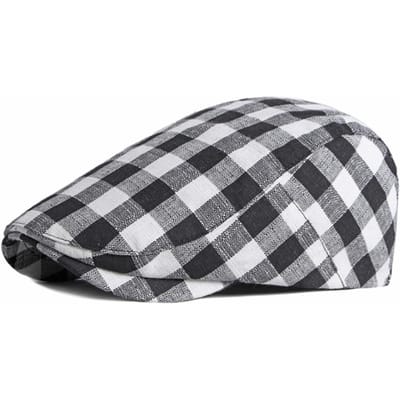 HT3664 Baret voor Mannen Vrouwen Lente Zomer Zon Hoed Kunstenaar Schilder Geruite Baret Hoed Mannelijk Vrouwelijk Ivy Platte Pet Verstelbare Baret Petten 55-60cm Adjustable gray