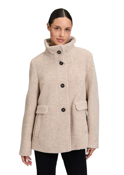 Wollen jack in zachte teddylook - taupe / gemêl. - Gr. 44 van Goldner Fashion