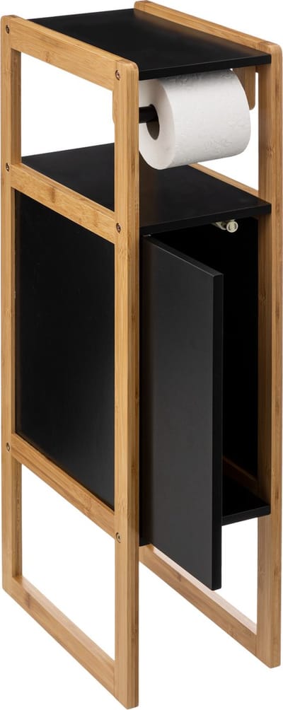 Toiletrolhouder Natureo met Reserverolhouder 33x20x80cm - Zwart/Bruin