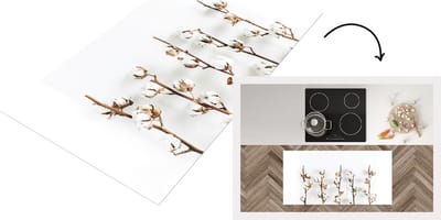Keukenloper - Loper keuken - Katoen - Wit - Natuur - 120x60 cm - Keukenloper vinyl