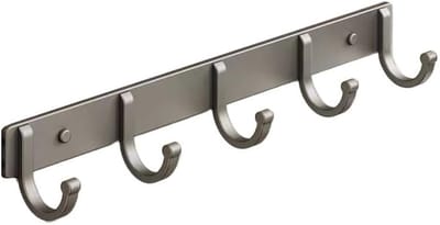 Grijze Zelfklevende Kapstokken Wandmontage - 5 Haken - 36 cm - Ruimtebesparend Voor Jassen - Hoeden En Tassen - Voor Badkamer En Kast