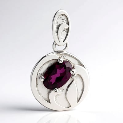 Cavill - Zilveren Hanger met 0,544 ct Roshoit uit Mozambique - 925 Sterling Zilver Palladium - Ovaal Facetgeslepen Edelsteen - Luxe Dames Sieraden