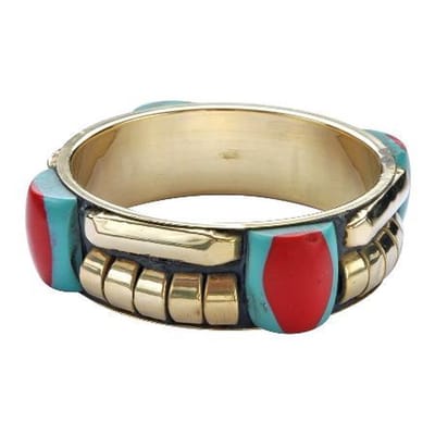 Behave - Armband - kleurrijke - ibiza - bangle - goud kleur - rood - blauw - 21.5cm