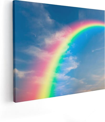 Artaza Canvas Schilderij Regenboog - 50x40 cm - Wanddecoratie Wolken - Muurdecoratie Natuur - Kamer Accessoires