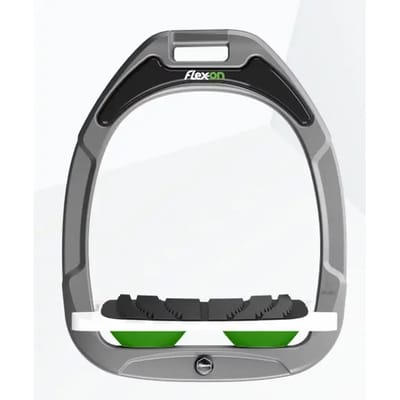 Ingelande stijgbeugels Grip Aluminium/Wit/Groen Flex-On Green Composite