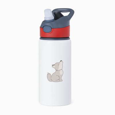 Hacebo® - Wolven waterfles met rietje rood - Wolf - Dieren liefhebbers - Honden - husky - dierendag - water fles - 650ML