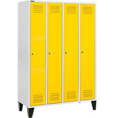 Schäfer Shop Genius Kledinglocker met poten, 4 compartimenten, cilinderslot, lichtgrijs/geel