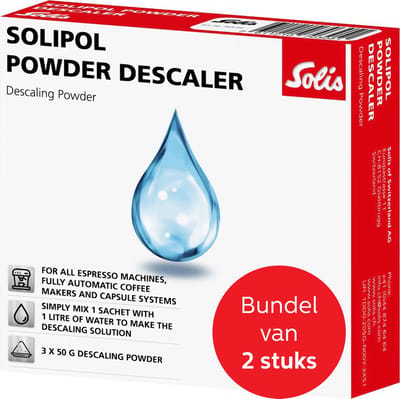 Solis Solipol Powder Descaler Ontkalker Koffiemachine - Geschikt voor Capsulesystemen, Waterkokers en Andere Apparaten - Ontkalkingspoeder - 3x 50 gram - Bundel van 2