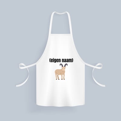 Akyol - geit met hoorn met eigen naam Keukenschort - Geit - geiten liefhebbers - met eigen naam - dieren liefhebber - leuk cadeau voor iemand die houdt van geiten - cadeau - kado - 82 bij 71 cm