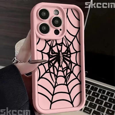 Zwarte Spinnenweb Zachte TPU Telefoonhoes Voor iPhone 16 15 14 Pro Max 13 12 11 XR X XS 7 8 16 Plus Matte Schokbestendige Hoes iPhone 13