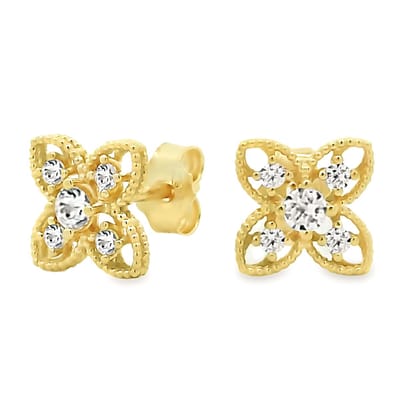 Juwelier Zwartevalk 14 karaat gouden bloem oorbellen - 12.387
