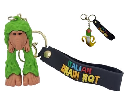 Happy Trendz® - Italian Brain Rot Sleutelhanger Set – Chimpanzini Bananini Bananen Aap & Brr Brr Patapim – 2 stuks – Kawaii & Grappig