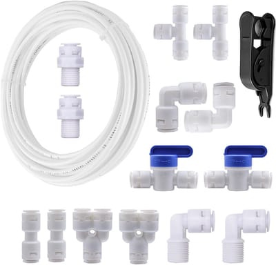Dailygoods- Aansluitset 10 Meter - 14 Stuks Waterfilterfitting - 3/8 Inch Slang - Push-Fit Technologie - Voedselveilige Materialen - Lekvrij en Herbruikbaar - Wateraansluitset