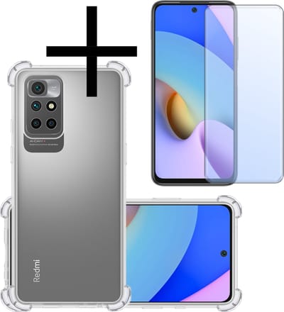 Hoesje - Met Screenprotector - Geschikt voor Xiaomi Redmi 10 2022 - Sterk & Shockproof - Siliconen Case - Back Cover - Telefoon Hoes - Shock Proof - Transparant