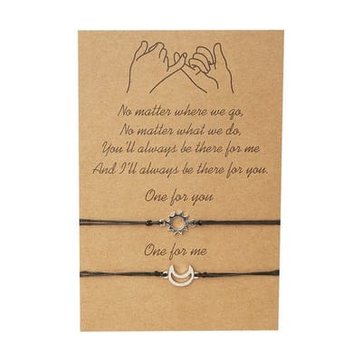 Bixorp Friends Vriendschapsarmbandjes voor 2 met Zilverkleurige Zon & Maan - BFF Armband Meisjes - Best Friends Armband Vriendschap Cadeau voor Twee