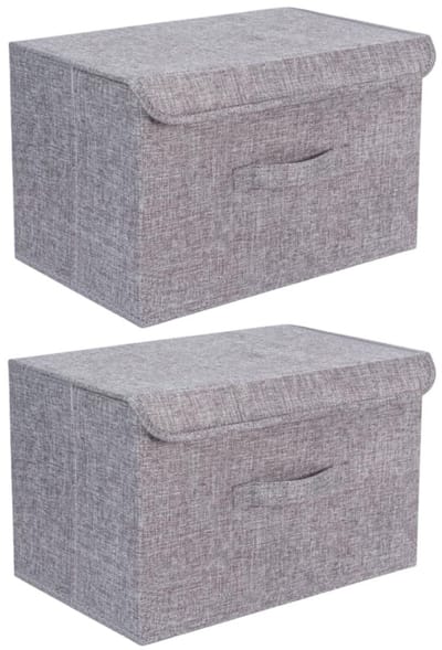 Dailygoods- Opbergdozen Stevig - Opbergdozen Met Deksel - Opvouwbaar - Stoffen - Voor Kleding/Speelgoed - 37*24*25cm (Grijs) - Opbergmanden