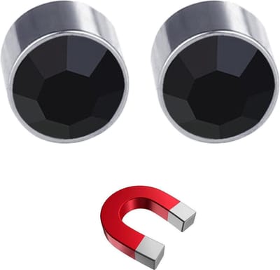 Fako Bijoux® - Oorbellen - Magneet - RVS - 6mm - Kristal - Zwart