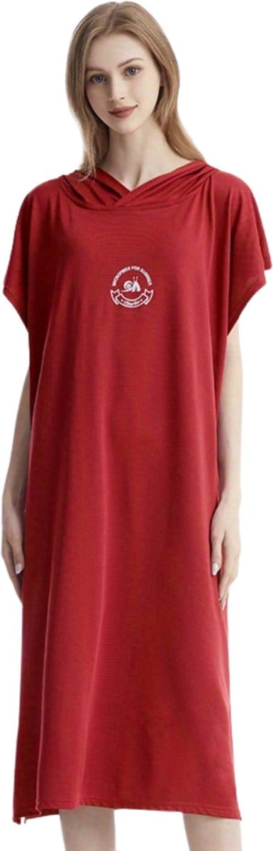 Nivard Surf Poncho Voor Volwassenen - Omkleed Handdoek Zacht - Dames & Heren - Rood