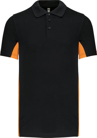 Heren 'Two-Tone' Polo Kariban Collectie maat S Zwart/Oranje