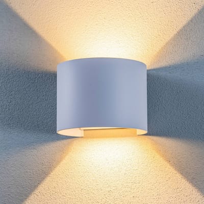 Lindby LED buitenwandlamp Nivar, rond, wit, metaal, IP54