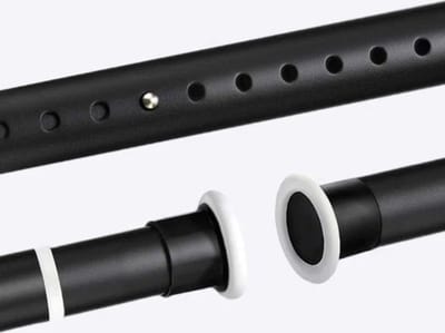 Gordijnroede, boren niet nodig, 70-409 cm, extra lange opspannende gordijnroede voor groot venster, doucheruimte, kasten, zwart, wit, zwart, 2,6-3,1 m