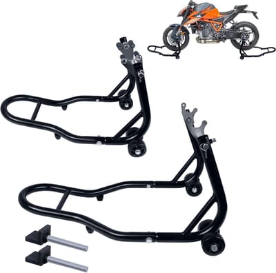 ACXIN Motorfiets Hefstand Voor & Achter - Verstelbare Breedte - Tot 850 lbs Draagvermogen - Universeel - Zwart