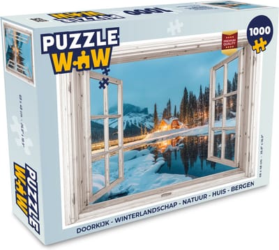 Puzzel Doorkijk - Winterlandschap - Natuur - Huis - Bergen - Legpuzzel - Puzzel 1000 stukjes volwassenen